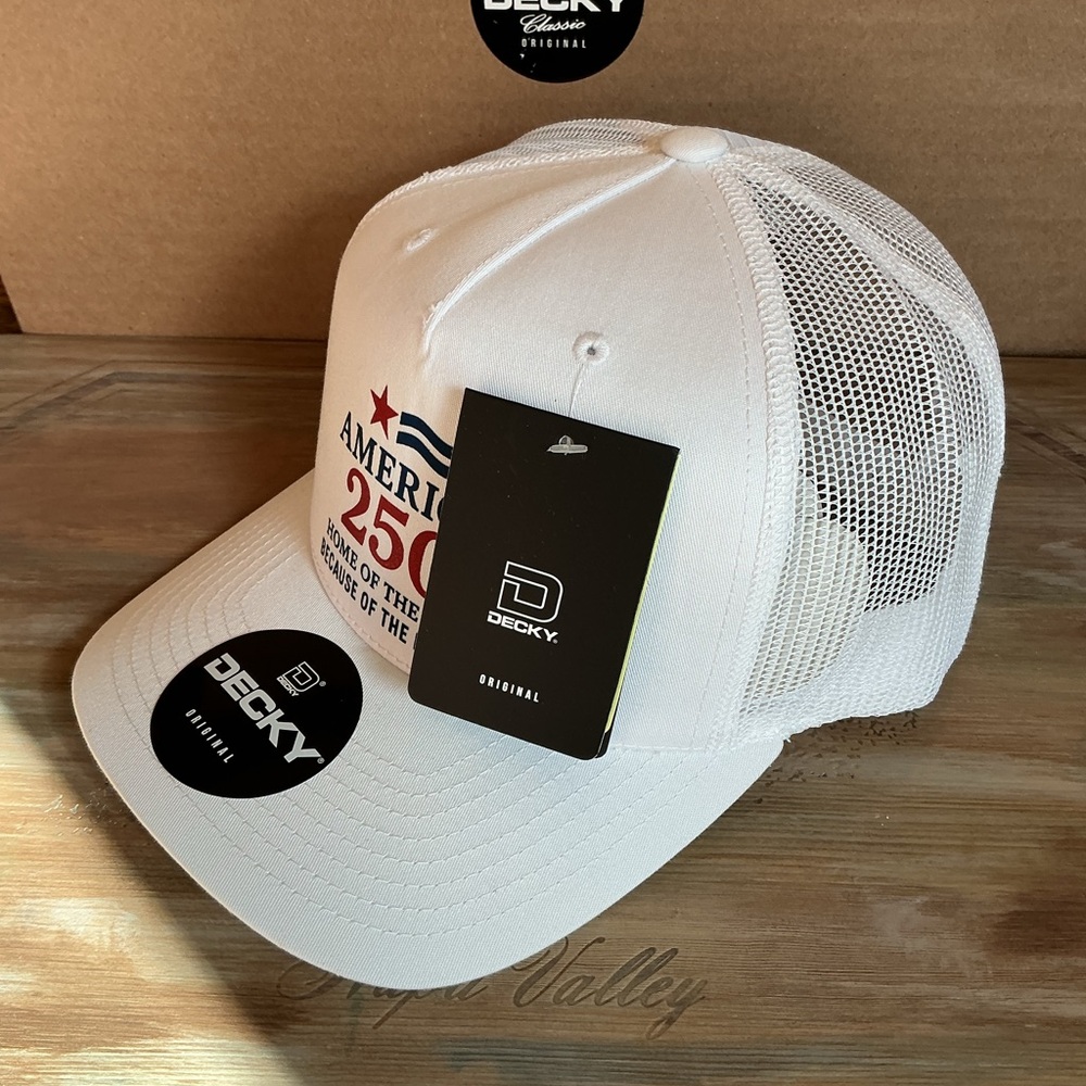 America 250 Home of the Free Because of the Brave - Decky 6030 White Trucker Hat - Picture 3 of 7